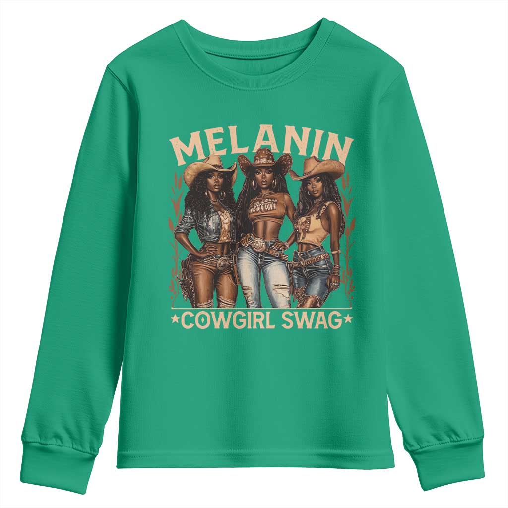Melanin Cowgirls Youth Sweatshirt Black History Month African Melanin Pride