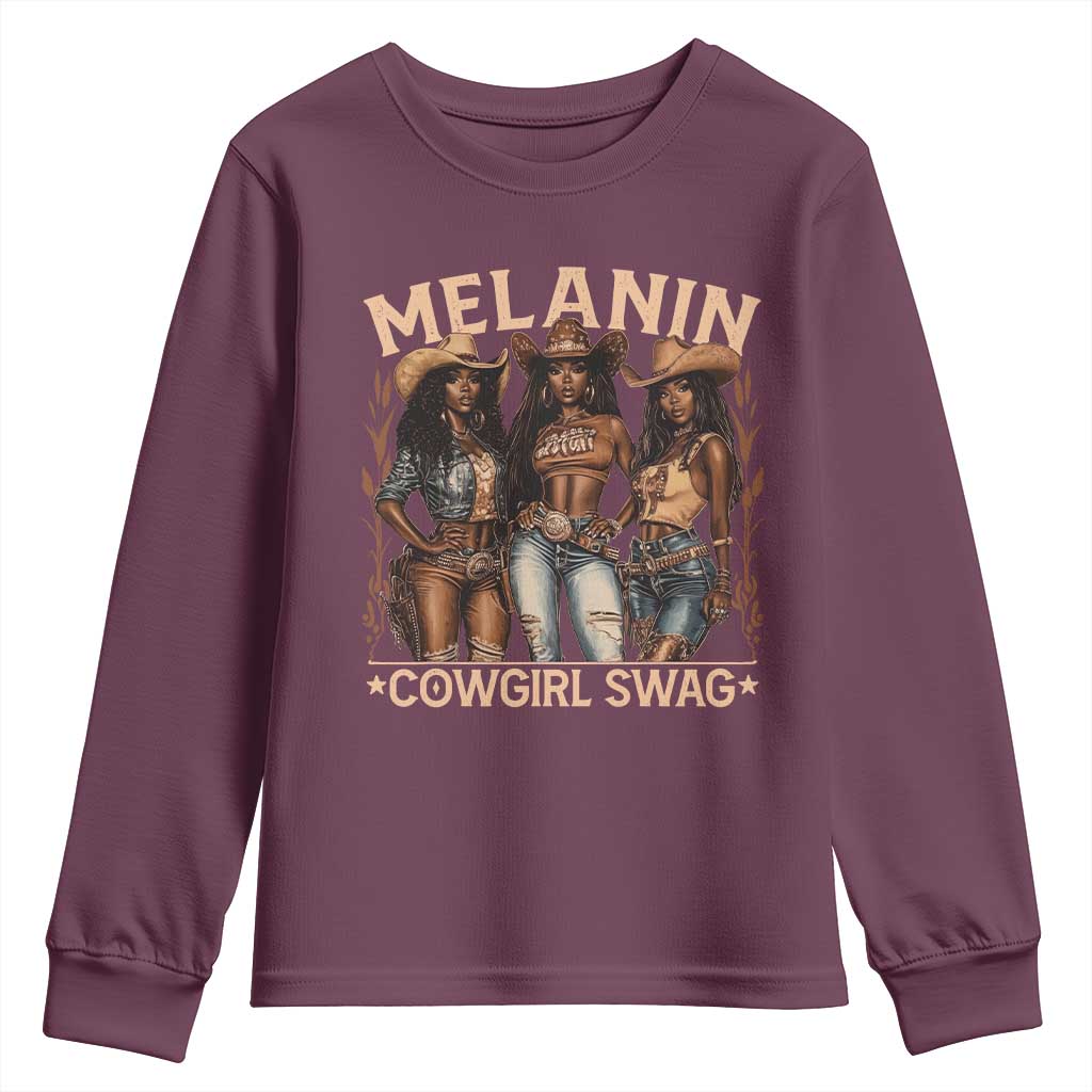 Melanin Cowgirls Youth Sweatshirt Black History Month African Melanin Pride