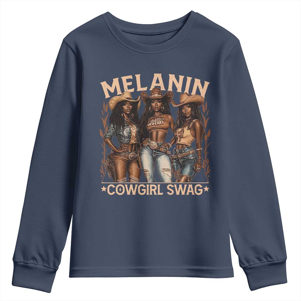 Melanin Cowgirls Youth Sweatshirt Black History Month African Melanin Pride
