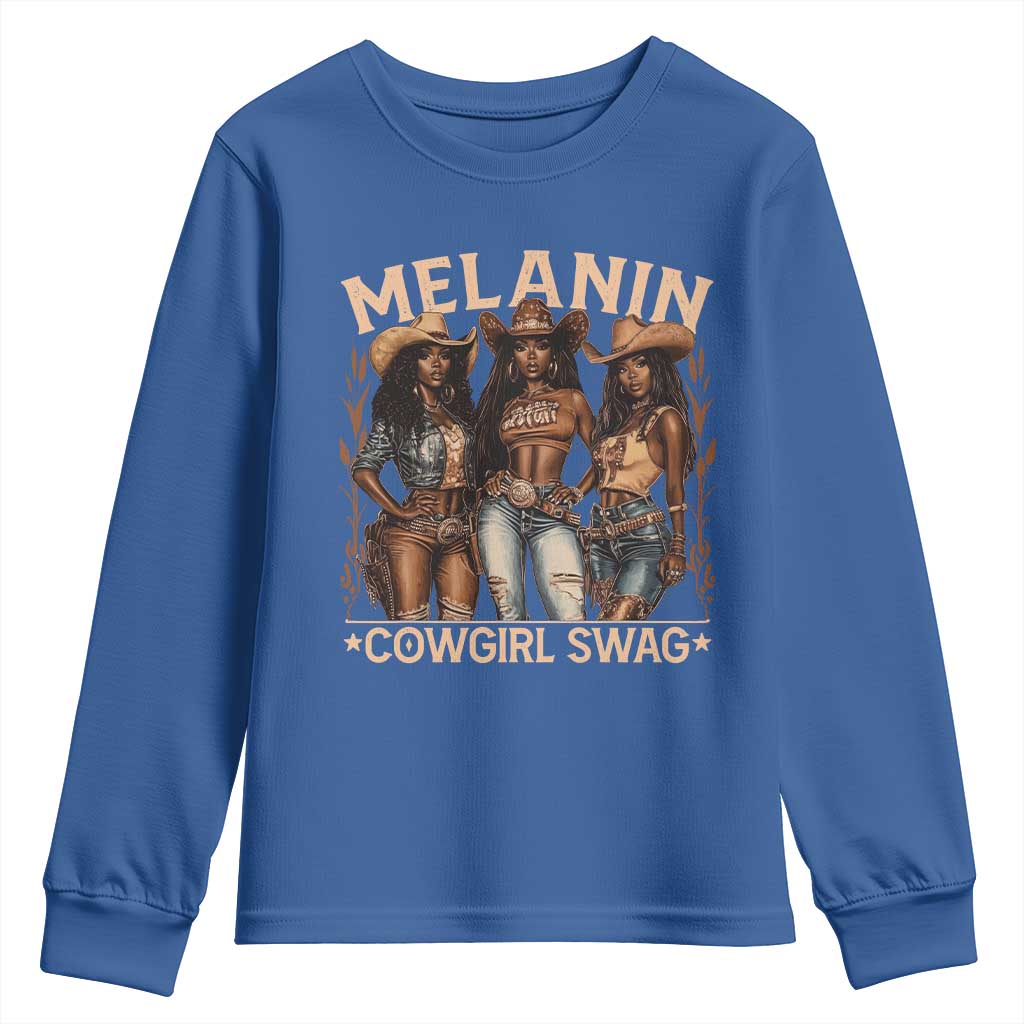 Melanin Cowgirls Youth Sweatshirt Black History Month African Melanin Pride