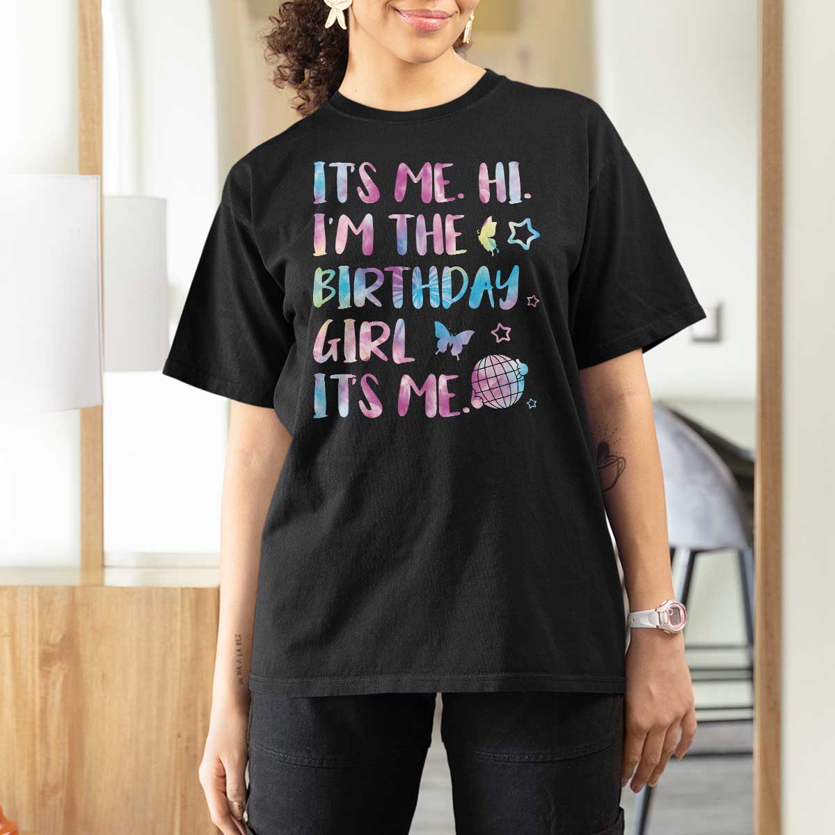 Its Me Hi Im The Birthday Girl T Shirt For Women Tie Dye Colorful