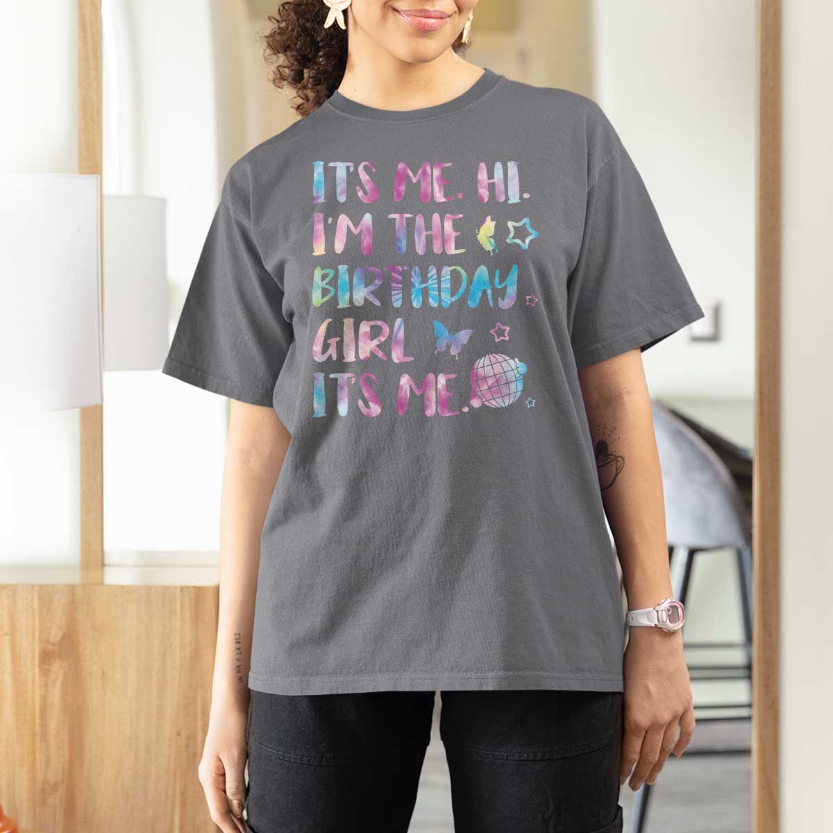 Its Me Hi Im The Birthday Girl T Shirt For Women Tie Dye Colorful