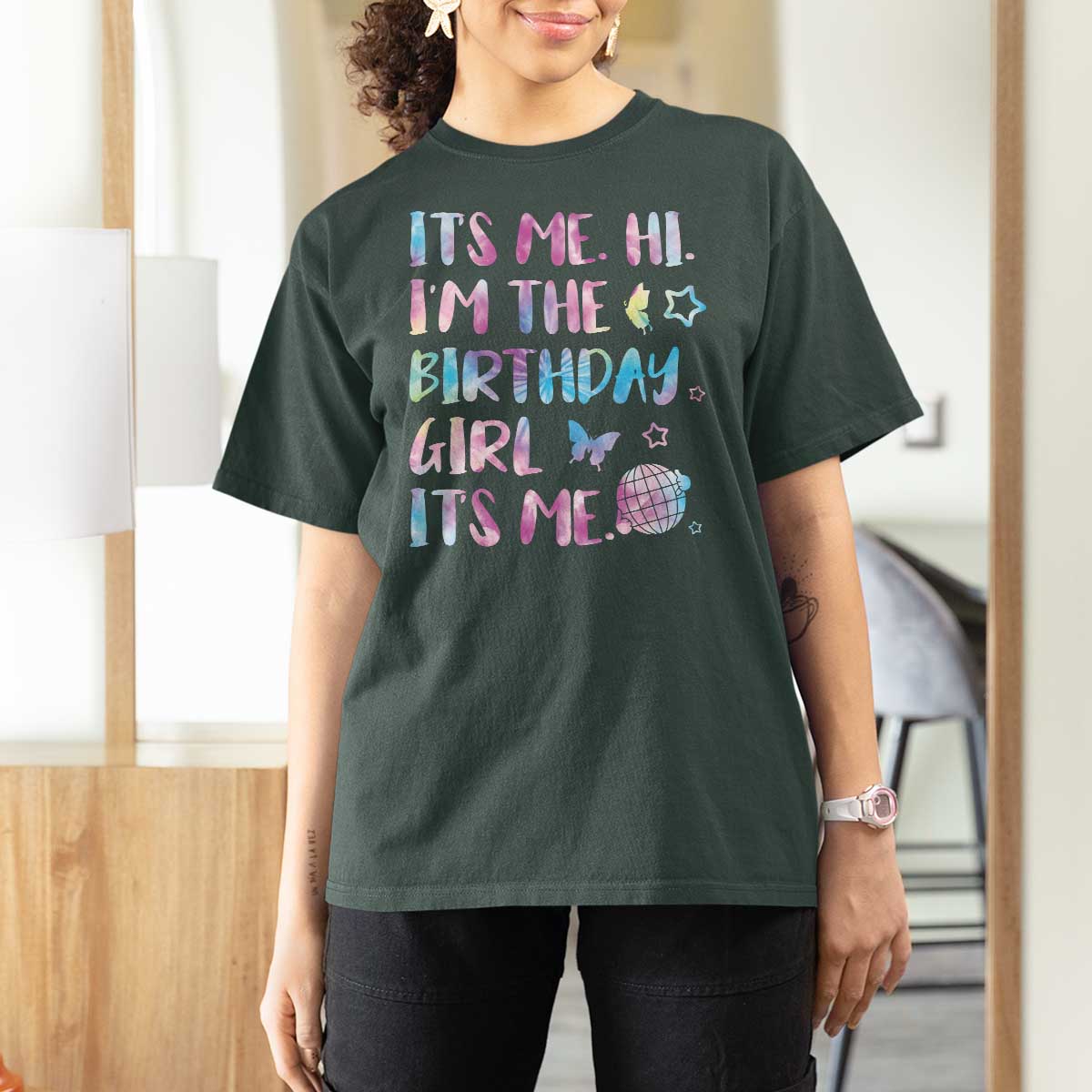 Its Me Hi Im The Birthday Girl T Shirt For Women Tie Dye Colorful