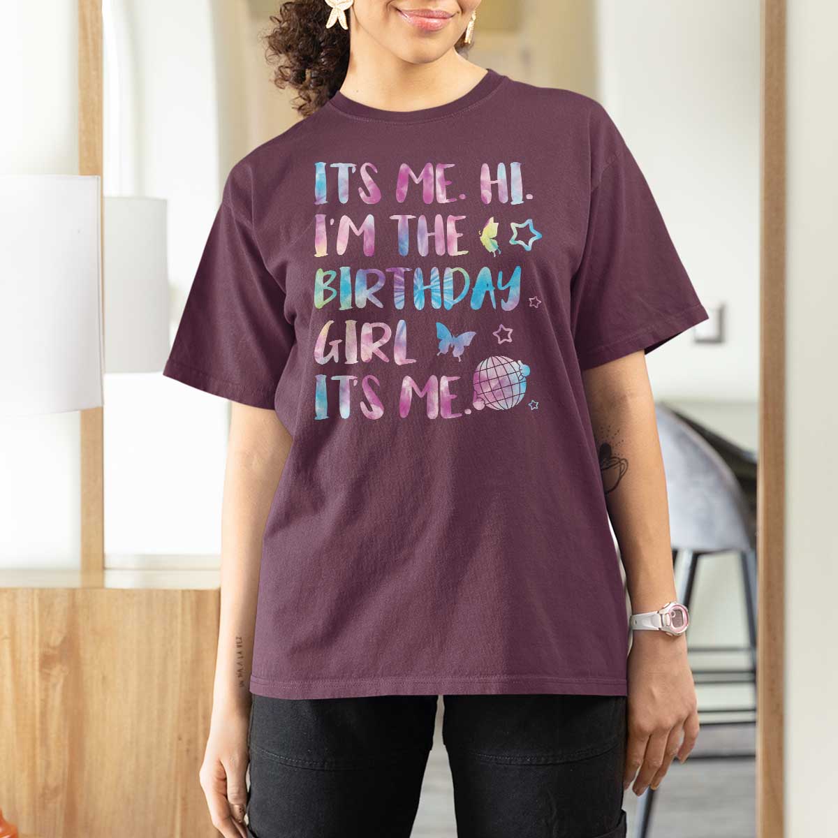 Its Me Hi Im The Birthday Girl T Shirt For Women Tie Dye Colorful
