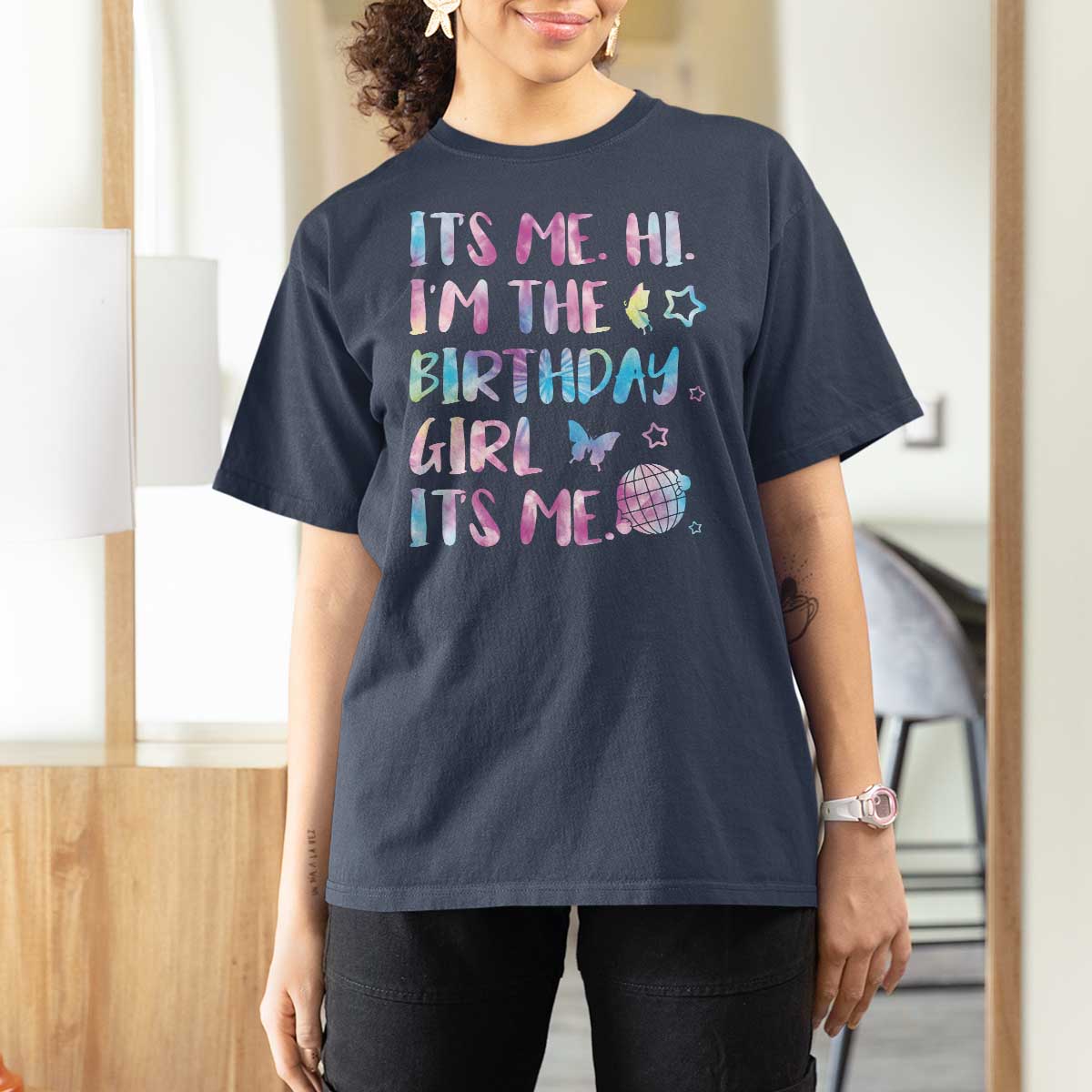 Its Me Hi Im The Birthday Girl T Shirt For Women Tie Dye Colorful