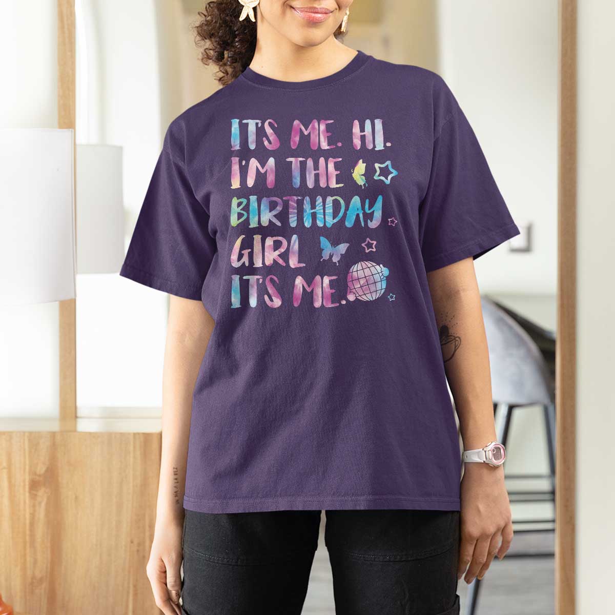 Its Me Hi Im The Birthday Girl T Shirt For Women Tie Dye Colorful