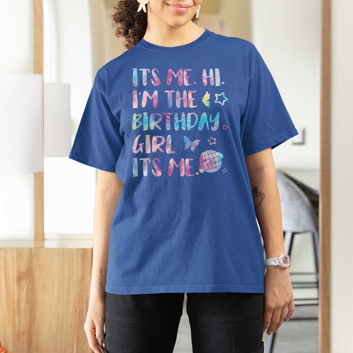 Its Me Hi Im The Birthday Girl T Shirt For Women Tie Dye Colorful