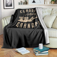 Funny Grandpa Classic Car Graphic Throw Blanket