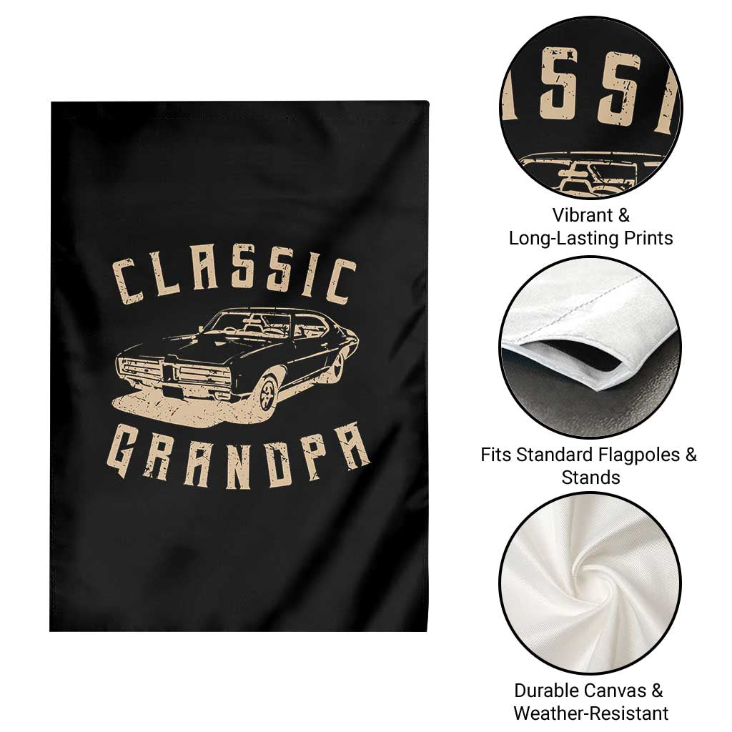 Funny Grandpa Classic Car Graphic Garden Flag