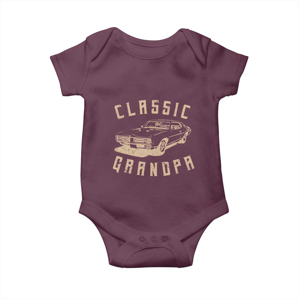 Funny Grandpa Classic Car Graphic Baby Onesie