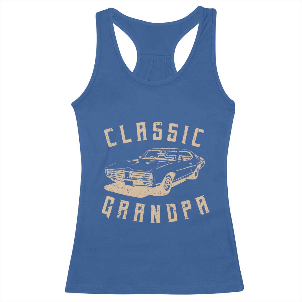 Funny Grandpa Classic Car Graphic Racerback Tank Top