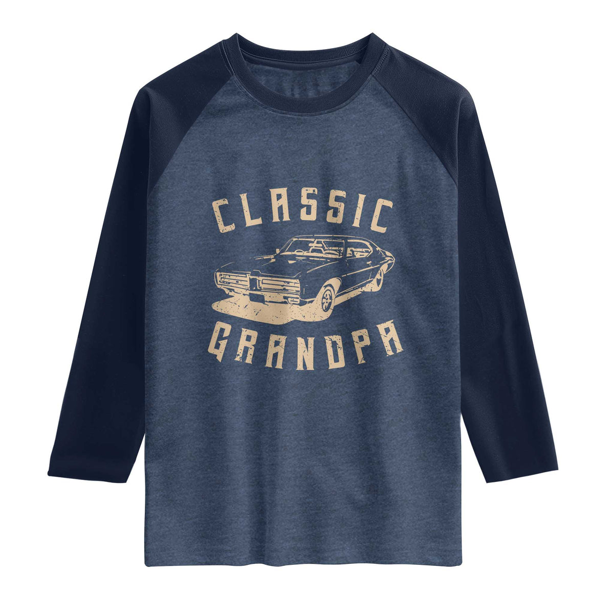 Funny Grandpa Classic Car Graphic Raglan Shirt