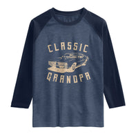 Funny Grandpa Classic Car Graphic Raglan Shirt