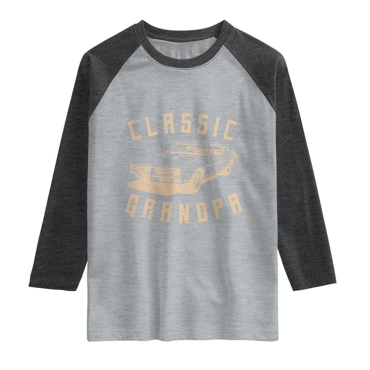 Funny Grandpa Classic Car Graphic Raglan Shirt