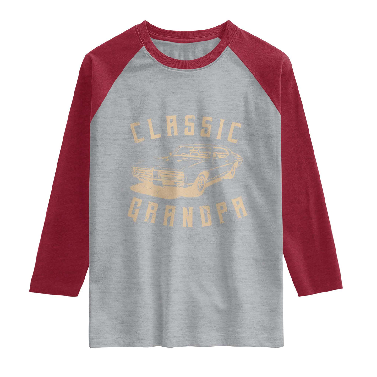 Funny Grandpa Classic Car Graphic Raglan Shirt