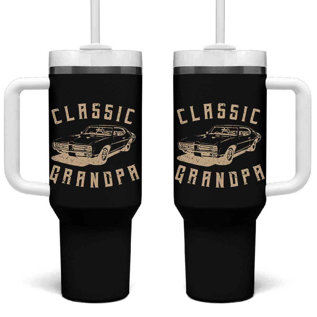 Funny Grandpa Classic Car Graphic Tumbler With Handle