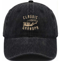Funny Grandpa Classic Car Graphic Washed Cotton Baseball Cap