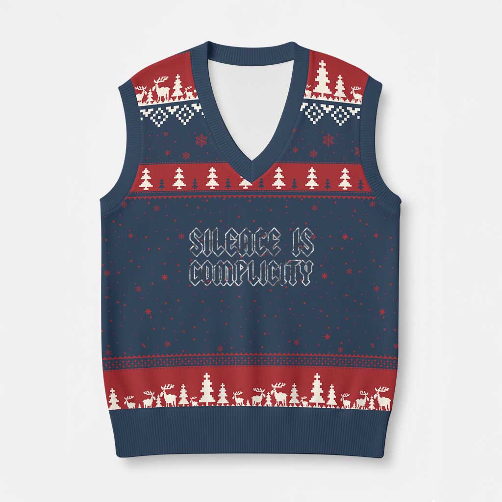 Silence Is Complicity V-Neck Knit Sweater Vest Political Resist Protest