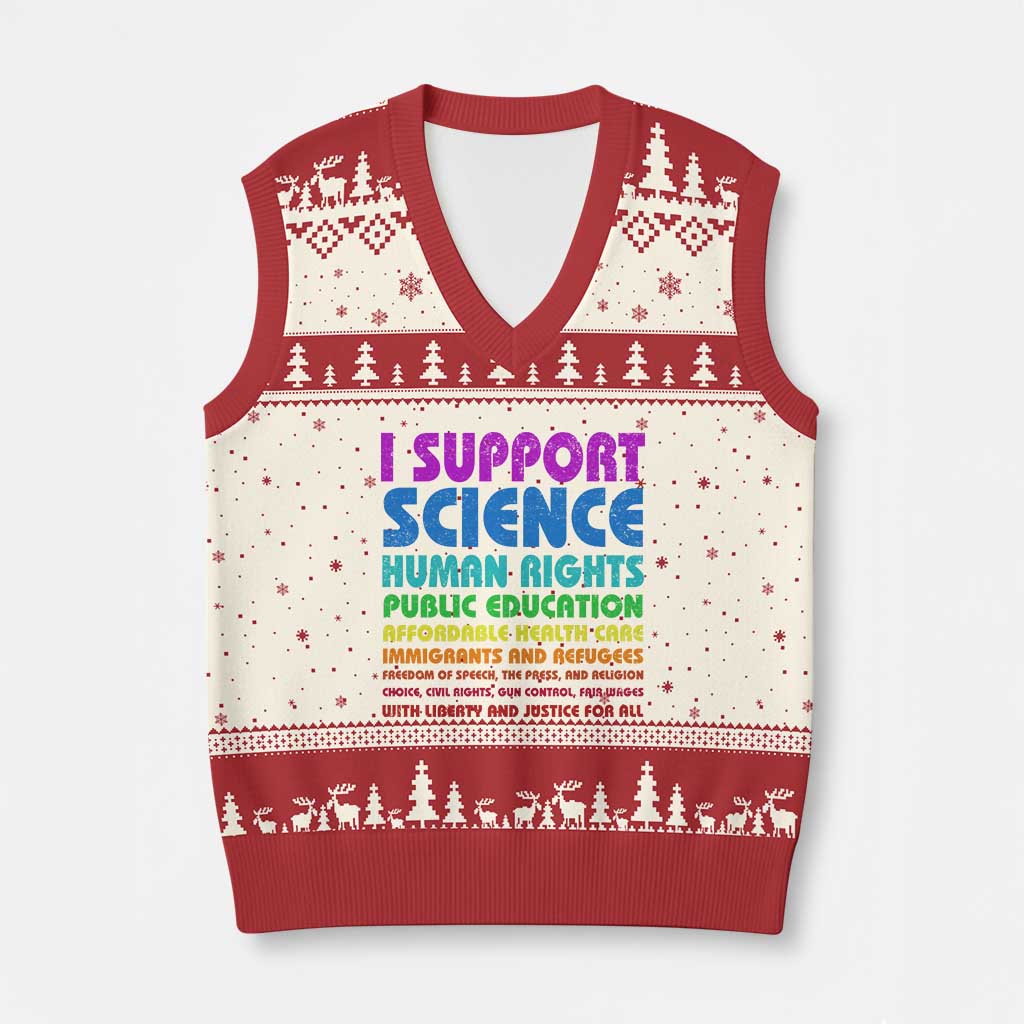 I Support Progressive Liberal Democratic Causes Protest V-Neck Knit Sweater Vest
