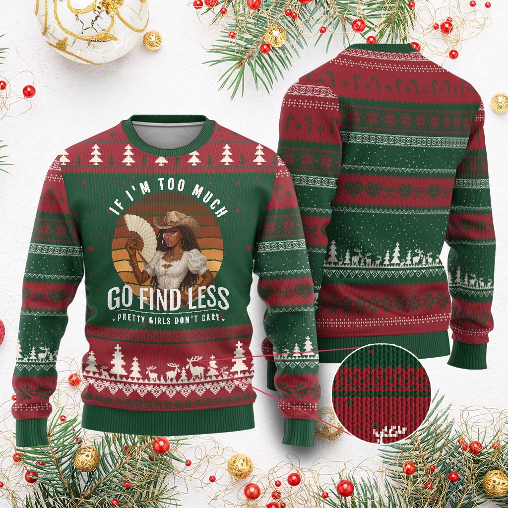 Black History African Melanin Cowgirl Ugly Christmas Sweater Country Girls African American Western Tribute