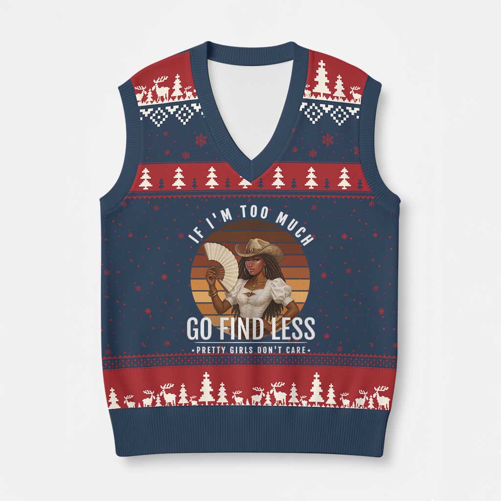 Black History African Melanin Cowgirl V-Neck Knit Sweater Vest Country Girls African American Western Tribute