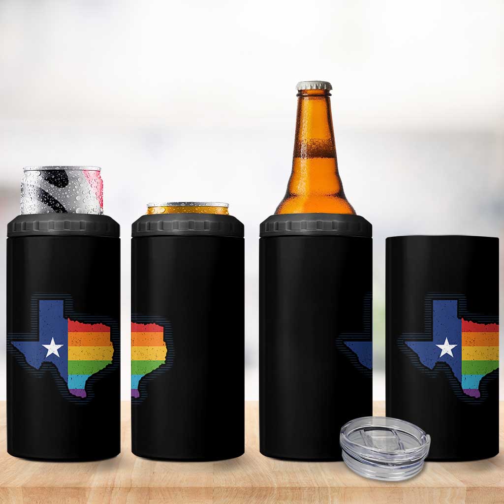 LGBTQ Texas State Flag 4 in 1 Can Cooler Tumbler - Wonder Print Shop