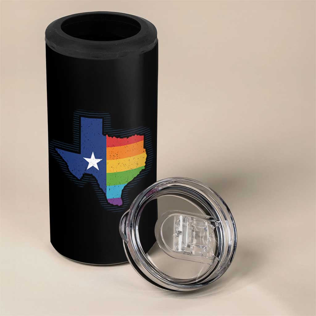LGBTQ Texas State Flag 4 in 1 Can Cooler Tumbler - Wonder Print Shop