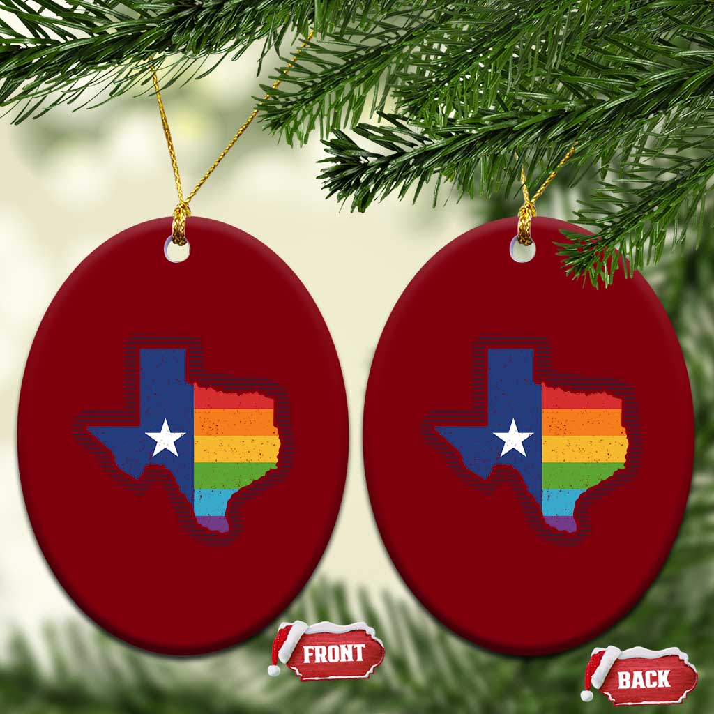 LGBTQ Texas State Flag Ceramic Ornament - Wonder Print Shop
