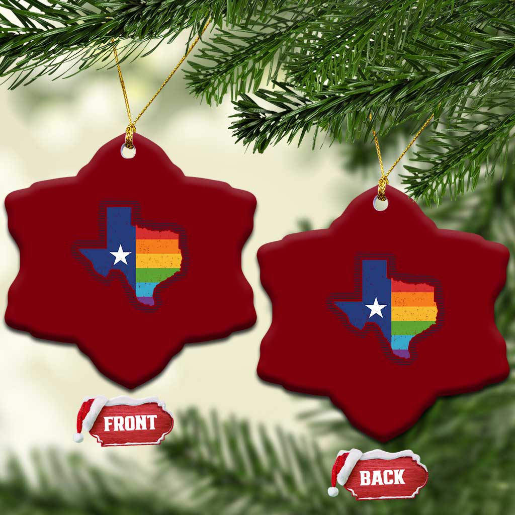 LGBTQ Texas State Flag Ceramic Ornament - Wonder Print Shop