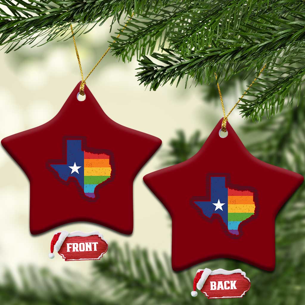 LGBTQ Texas State Flag Ceramic Ornament - Wonder Print Shop