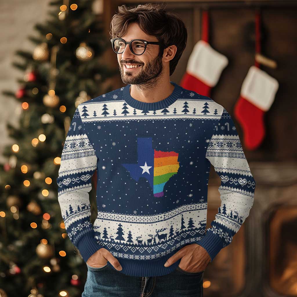 LGBTQ Texas State Flag Ugly Christmas Sweater - Wonder Print Shop