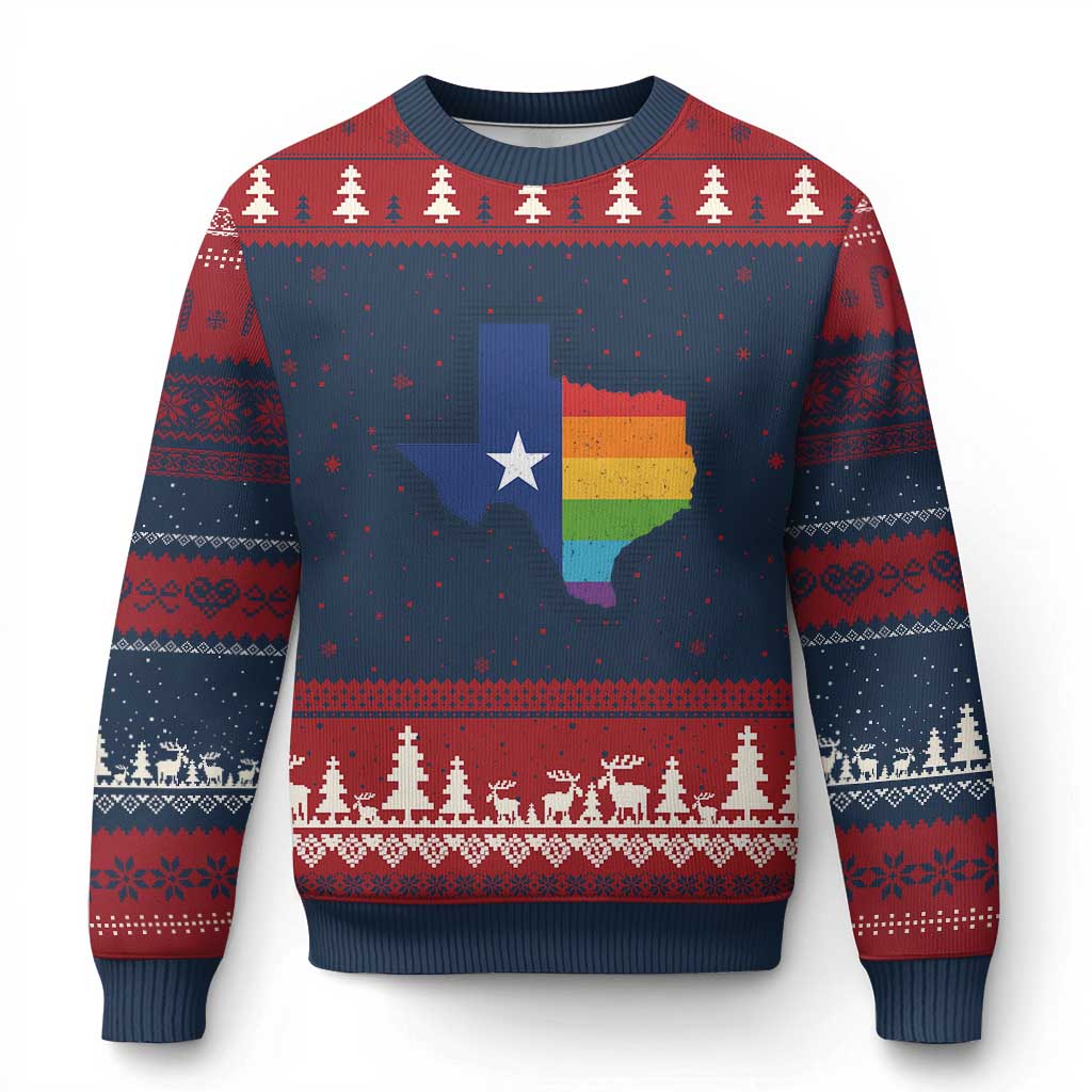 LGBTQ Texas State Flag Ugly Christmas Sweater - Wonder Print Shop