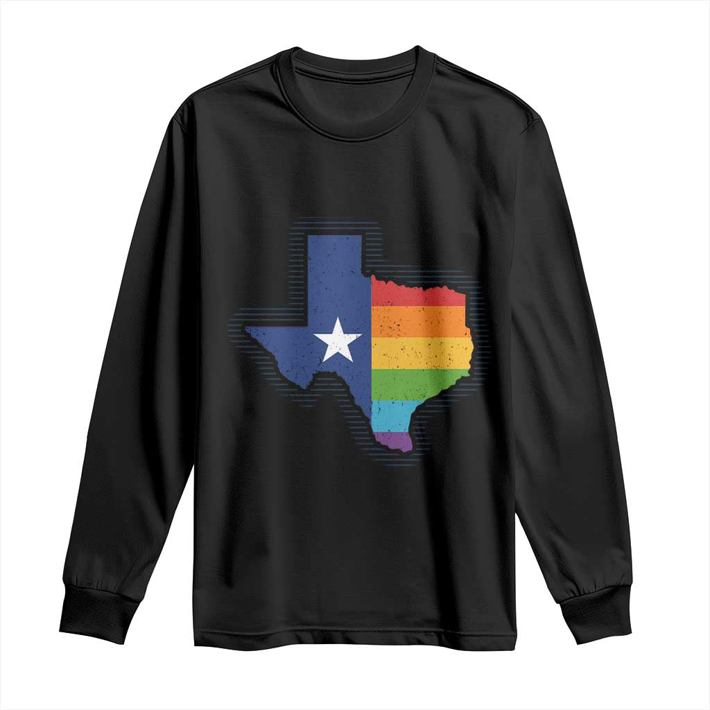 LGBTQ Texas State Flag Long Sleeve Shirt - Wonder Print Shop