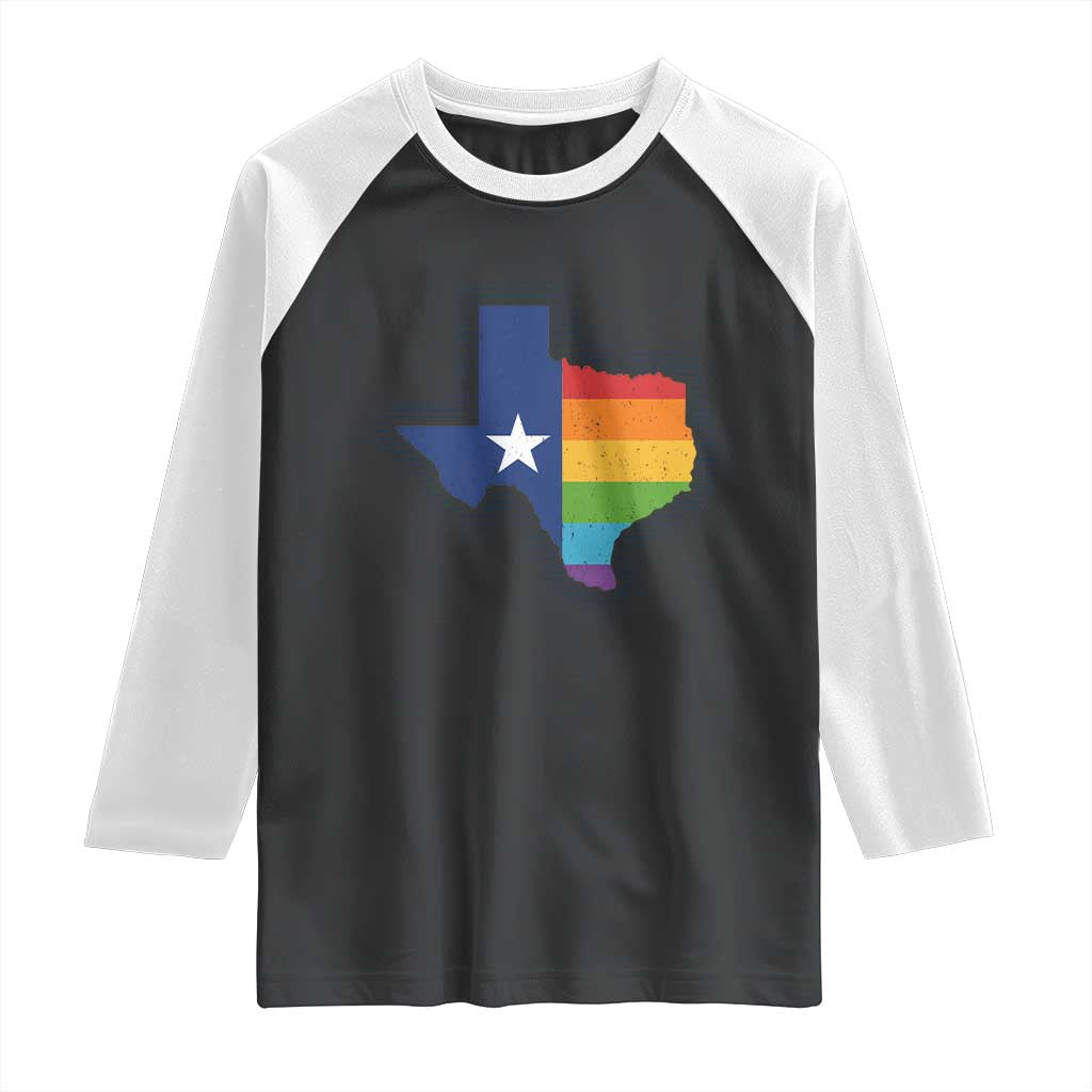 LGBTQ Texas State Flag Raglan Shirt - Wonder Print Shop