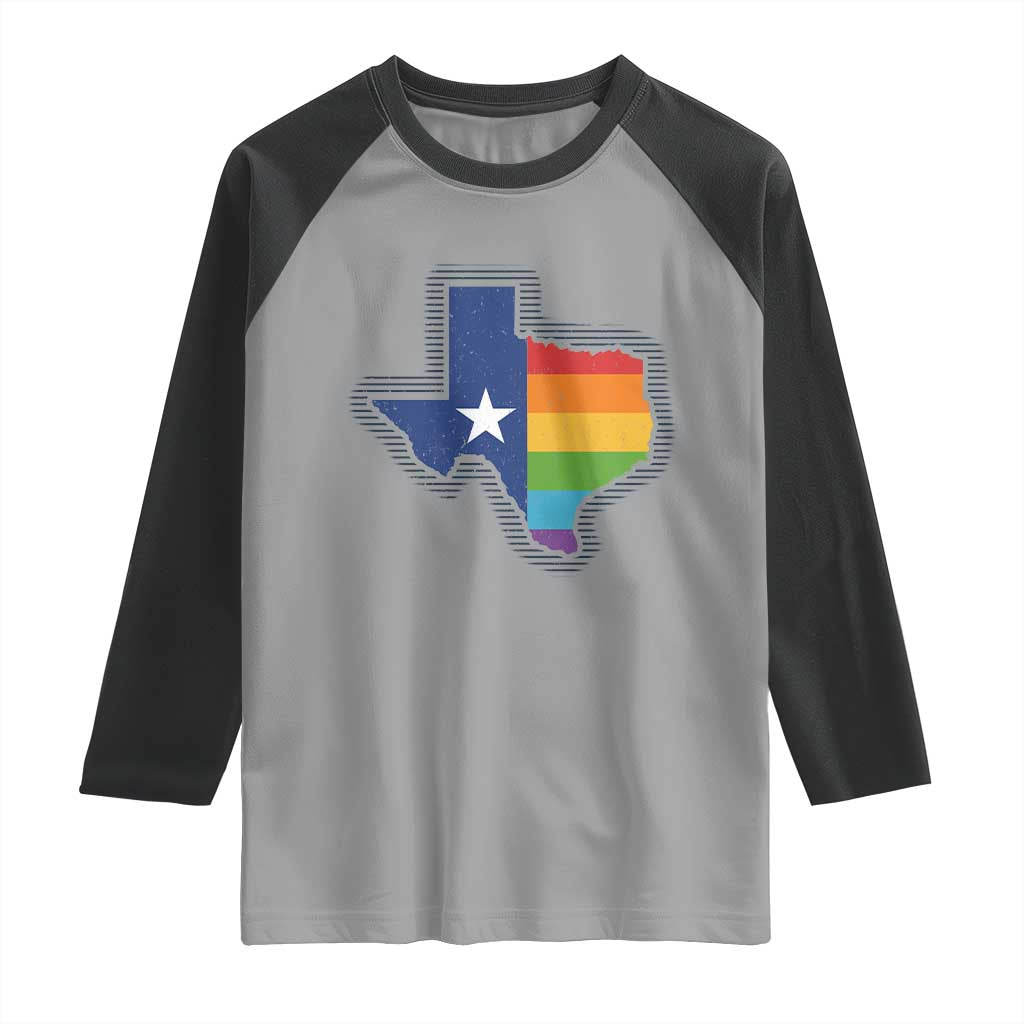 LGBTQ Texas State Flag Raglan Shirt - Wonder Print Shop