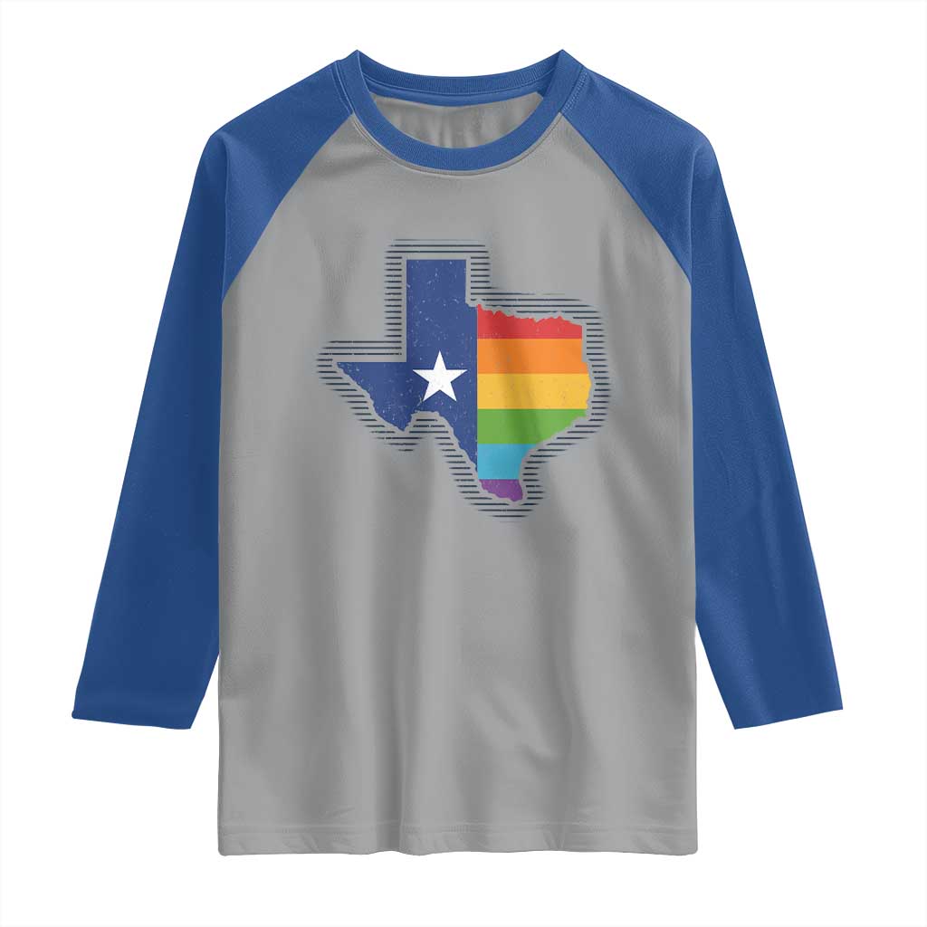 LGBTQ Texas State Flag Raglan Shirt - Wonder Print Shop