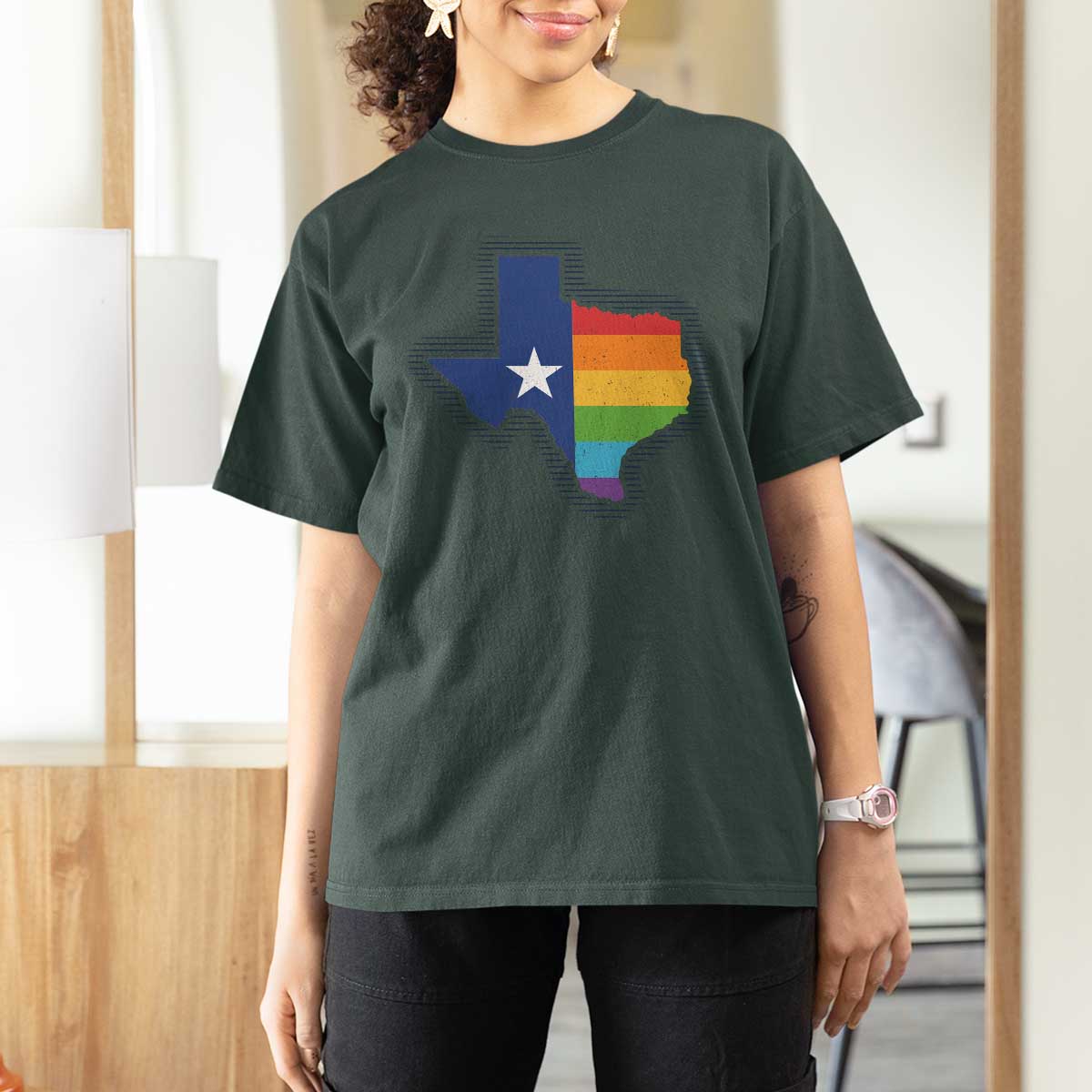 LGBTQ Texas State Flag T Shirt For Women - Wonder Print Shop