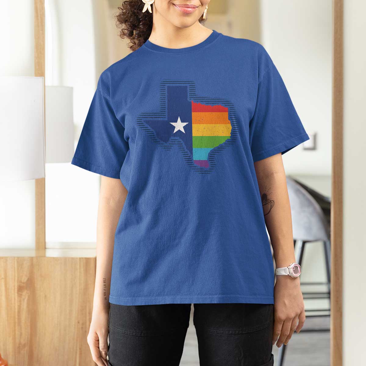 LGBTQ Texas State Flag T Shirt For Women - Wonder Print Shop
