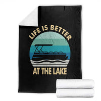 Funny Lake Life Throw Blanket Vintage Life is Better at The Lake Pontoon Boat - Wonder Print Shop