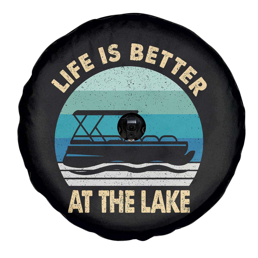 Funny Lake Life Spare Tire Cover Vintage Life is Better at The Lake Pontoon Boat - Wonder Print Shop