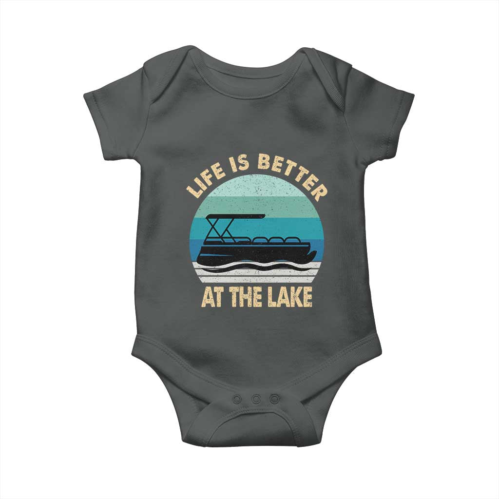 Funny Lake Life Baby Onesie Vintage Life is Better at The Lake Pontoon Boat - Wonder Print Shop