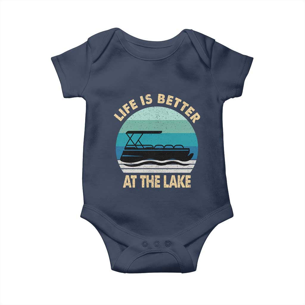 Funny Lake Life Baby Onesie Vintage Life is Better at The Lake Pontoon Boat - Wonder Print Shop