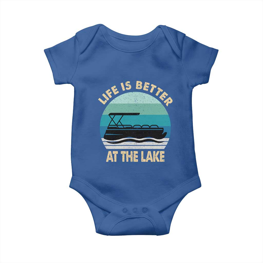 Funny Lake Life Baby Onesie Vintage Life is Better at The Lake Pontoon Boat - Wonder Print Shop