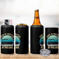 Funny Lake Life 4 in 1 Can Cooler Tumbler Vintage Life is Better at The Lake Pontoon Boat - Wonder Print Shop