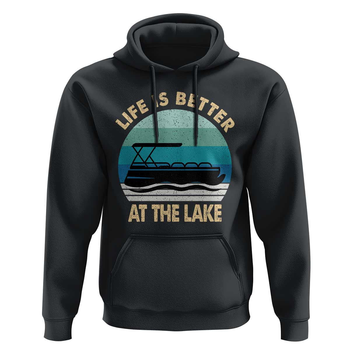 Funny Lake Life Hoodie Vintage Life is Better at The Lake Pontoon Boat - Wonder Print Shop