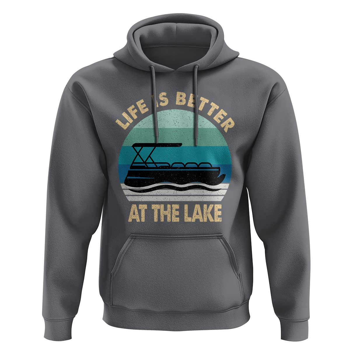 Funny Lake Life Hoodie Vintage Life is Better at The Lake Pontoon Boat - Wonder Print Shop