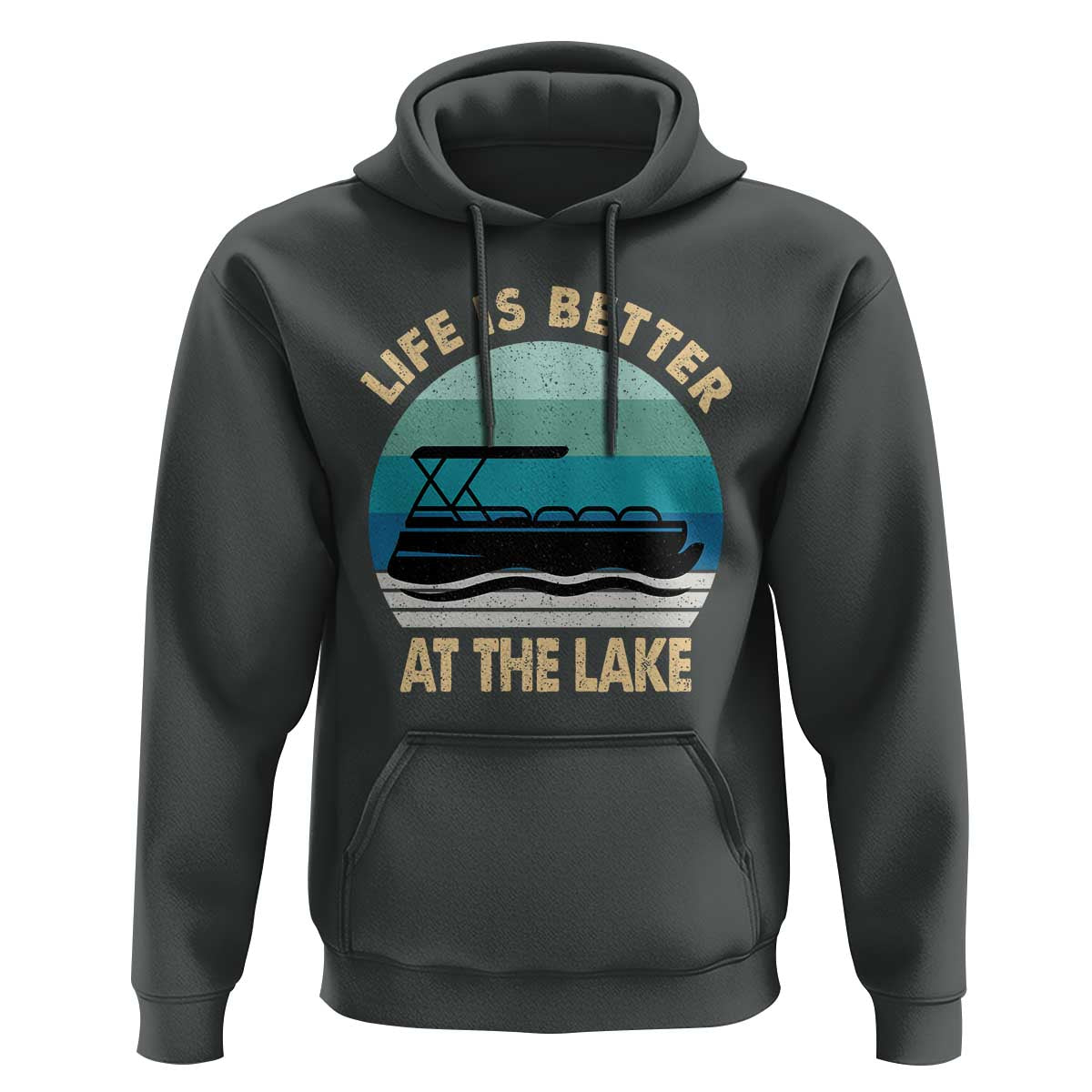 Funny Lake Life Hoodie Vintage Life is Better at The Lake Pontoon Boat - Wonder Print Shop