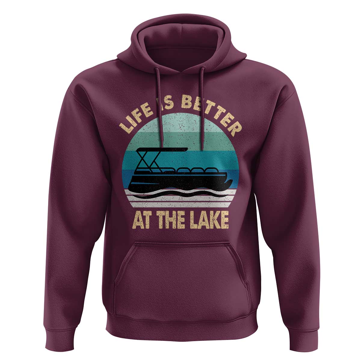 Funny Lake Life Hoodie Vintage Life is Better at The Lake Pontoon Boat - Wonder Print Shop
