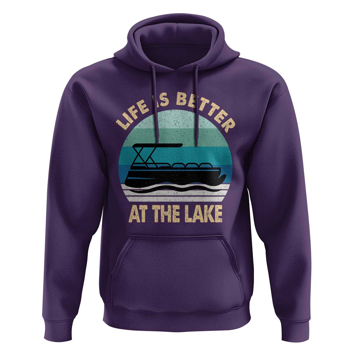 Funny Lake Life Hoodie Vintage Life is Better at The Lake Pontoon Boat - Wonder Print Shop