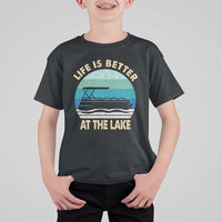 Funny Lake Life T Shirt For Kid Vintage Life is Better at The Lake Pontoon Boat - Wonder Print Shop